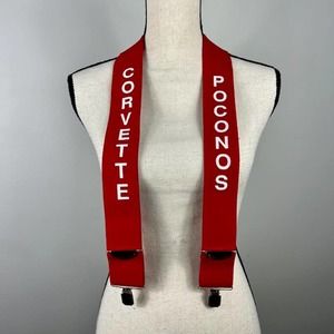 Vintage Poconos Corvette Rare Wide Elastic Stretch Adjustable Suspenders